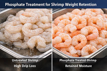 Phosphate treatment for shrimp weight retention.
